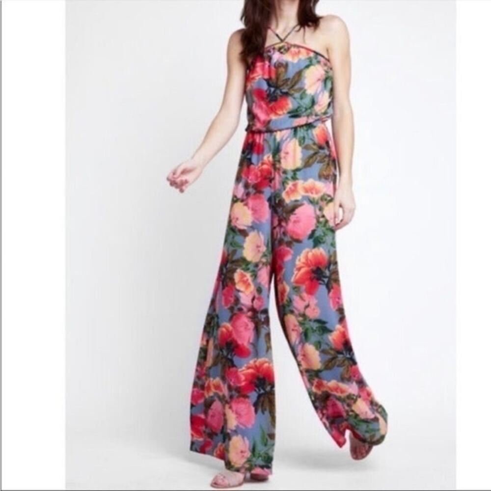 Show me your Mumu Women’s XS Floral Tropical Floral Jumpsuit Beachy Coastal Chic